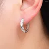 Hoop Earrings Yunkingdom Silver Color Large Punk Jewelry CZ For Women Girls Round Original Wholesale Bulk