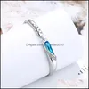 Bangle 925 Sterling Sier nieuwe vrouw mode sieraden hoogwaardige blauw kristal zirkon retro eenvoudig verkopende diy armband drop levering 2 dhlv4