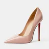 Designer Femmes Chaussures à talons hauts Red Bottoms brillants 8 cm 10cm 12cm talons minces Noir Patent Nude en cuir Pompes avec sac à poussière 34-42