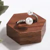 Jewelry Pouches Walnut Wood Ring Holder Jewellery Stand For Rings Display Exhibitor Case Tray Jewellry Box Organizer