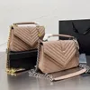 Designer Borse a busta con catena in oro e argento Borse da donna Borsa a tracolla con tracolla in reticolo trapuntato tipo Y Borse con patta in vera pelle Borsa lussuosa