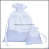 Torebki biżuterii 50pcs/działka 7x9 10x12 16x20 cm Biała satynowa torebka dstring do biżuterii torebki makijażowe opakowanie torba prezentowa DHCV5