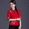 Vêtements ethniques Chinois traditionnel pour femmes Cheongsam Top Mandarin Collar Femmes Tops et chemisiers Oriental Chine V1450