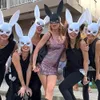 Frau M￤dchen sexy Kaninchenohren Maske s￼￟e Kaninchen lange Ohren Bondage Masken Halloween Masquerade Cosplay Kost￼m Requisiten