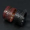 Geflochtenes breites Spitzenbandage-Lederarmband mit Manschettenknopf, verstellbares Armband für Männer und Frauen, Modeschmuck, Schwarz