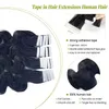 Hud Weft Body Wave Tape i hårförlängningar Multifärg 16 tum 24 tum9417006