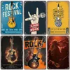 Vintage Rock Music Metal Painting Wall Poster Tin Signs Retro Guitar Rock Pub Club Party Plates for Bar Home Decor Art Dector 20x30cm