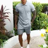 Herrsp￥rar Lism Mens Summer Polo Suit 2 Piece Men Solid Tracksuit Sportswear Set Casual Jogging Clothing Lapel Short Sleeveshorts 220914