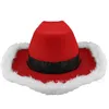 Sombrero de vaquera rojo Sombrero de vaquero Borde de plumas iluminado con LED con corona de tiara Disfraz de niña de vaca de Navidad de Halloween Sombreros de fiesta divertidos 8062938