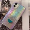 Custodie per iPhone di design Custodie per texture pelle laser Ji Sirena per Iphone X XsMas XR 11 12 13 Promax Cover posteriore Custodie per cellulari di moda