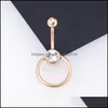 Navel Bell -knop Ringen 4 stks/veel roestvrij staal Tsjechische boornavelblokknop ringen rond punctie ornamenten vrouw sexy body jood dhwbq