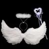 Party Decoration 1Set/Lot Party Decorations Children Cosplay Angel Wings Devil Black Wing with Hairband och Fairy Stick för Halloween Props 220915