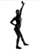 Adultes Sexy femmes Catsuit Costumes corps complet noir brillant PVC Faux cuir combinaison yeux ouverts Halloween fête Cosplay Costumes