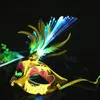 Party Masks 10sts LED Glow Flash Light Up Feather Masquerader Venetian Masks Costumes F￶delsedagsbr￶llop Party Costume Halloween Jul 220915