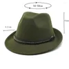 Berets Vintage British Style Jazz Fedora Hats For Gentleman Wool Felt Autumn And Winter Outdoor Casual Warm Top Caps