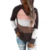 Women's Knits Tees Autumn Patchwork Hooded Sweater Women Casual Long Sleeve Knitted Sweater Top Winter Striped Elegant Pullover Jumpers 220915