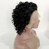 Czarne krótkie kręcone peruki Remy ludzkie włosy spiral curl z grzywką puszystą kapitalną Afroamerykanin dla kobiet