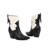 Boots Women Ongle Boots Winter 2022 مصمم فاخر إسفين الكعب أحذية أنيقة ذات كعب كبير سيدة Western Cowboy Boots T220915