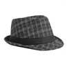 Bérets Jazz chapeau automne et hiver laine chaleur britannique rétro Art performances épaissie sauvage Plaid hommes casquette Fedora