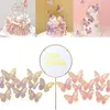 Party Supplies Colorful Sequin Butterfly Cake Topper Happy Birthday Decoration Baby Shower Gifts Dessert Wedding Decor