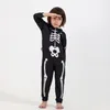 Familjsmatchande kl￤der Halloween Scary Skeleton Costume For Adult Kids Family Horror Skull Jumpsuit Carnival Party Hodded Halloween Parent-Child Pyjama 220914