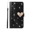 Custodie a portafoglio in pelle PU per iPhone 14 Love Gliiter Crads Slots Flip Protector Bling Cover posteriore per telefono per Apple 14pro 14plus 14 pro max 13 13pro max 12 12pro 11 Xs XR 7 7p 8 8plus