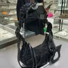 Motorfiets Handtas Strass Schoudertas 5a Kwaliteit Crossbody Tassen Echt Leer Hartvormige Spiegel Hanger Rits Sluiting Vrouwen Halve Maan Clutch portemonnee