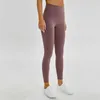 L-85 Pantalon de yoga pour femmes, matériel nu, couleur unie, vêtements de sport, Leggings, taille haute, élastique, Fitness, collants globaux, entraînement 174K