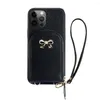 Korthållare Fashion Pu Leather Portable Bow dragkedja Väska Plånbok Slot Telefonhållare Fodral för iPhone 11 12 Pro Max Handväska