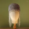 Headpieces 2022 Tassel Crystal Hat Luxury Hair Accessoires Hoofdtooi voor vrouwelijke sieraden kralen hoofddeksel zilveren kleur trouwhoeden