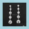 Dangle Chandelier Fashion Cubic Zirconia Crystal Long Drop Leaf Earrings For Elegant Women Cz Bridal Wedding Jewelry Accessories 120 Dhs9A