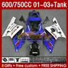 OEM Fairings Tank f￶r Suzuki GSXR600 750cc GSXR-750 K1 2001-03 152NO.14 600cc GSXR 600 750 CC GSXR750 01 02 03 GSXR-600 2001 2002 2003 Injektion M￶gelm￤ssan