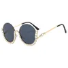 Fashionable Sunglasses Lady Driving Personalized Round Frame Diamond-encrusted Glasses