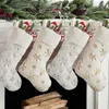 Christmas Decorations White Plush Stamping Gold Silver Embroidery Snowflake Stocking Merry Decor For Home Happy Year 2022