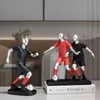 Decorative Objects Black and Red Figurines Football Soccer Players Ornaments Home Office Desktop