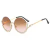 Fashionable Sunglasses Lady Driving Personalized Round Frame Diamond-encrusted Glasses