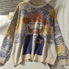 حياكة نسائية Tees Harajuku Vintage Painting Women Sweater Sweater Long Longe O-Neck Pullovers Autumn Outwear 220914