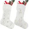 Christmas Decorations White Plush Stamping Gold Silver Embroidery Snowflake Stocking Merry Decor For Home Happy Year 2022