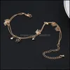 Anklets Butterfly Double Deck Alloy Anklet Fashion Ladies Foot Chain Gold Bohemian Sexy Charming Jewelry Beach 2 3Zx Q2 Drop Delivery Dhfyx