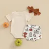 Kläder set Citgeett Summer Halloween spädbarn baby flickor Kläder Set Letter Kort ärm Romper och pumpa shorts Pannband kostym 220915