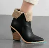 Autumn Winter Ankle Boots Kvinnor pekade Toe High Heeled Booties Black