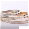 Cuff Two Row Crystal Rhinestone Pave Stainless Steel Bracelets Bangles For Women Fashion Jewelry Bangle Accessories Drop 1062 T2 De Dhevs