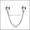 チャーム100％925 Sterling Sier Band of Hearts Safety Chain Charms Fit Original European Charm Bracelet Fashion Women WeddingEngagemen Dhrwq