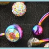 Navel Bell Button Rings Stainless Belly Button Rings Piercings Ombligo Navel Piercing Sexy Earring Rainbow Body Jewelry Pircing 673 Dhgmw