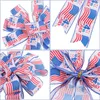 Decorazione per feste 4 luglio Fiocchi per capelli Elastico per capelli Cravatte Bobbles Ragazze 30 50 CM Stripes Bowknot USA Flag Festival Hairgrip Kids