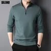 Polos pour hommes Top Grade Marque de mode Luxe Zipper Polo Shirt Hommes Casual Plaine Coréenne Couleur Solide À Manches Longues Tops Vêtements Pour Hommes 220915