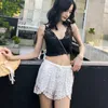 Kvinnors shorts Kvinnor Johnature Summer Casual Lace 2022 Elastisk midja Simple White Tie All Match Bohemian Beach Women