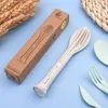 Ensembles de vaisselle 3 pièces/ensemble couverts de voyage, couteau en paille de blé Portable, fourchette cuillère enfants étudiants vaisselle de cuisine réutilisable