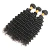 Deep Wave 3 Bundles 8A Natural Color Brazilian Human Hair Weaves Extensions 100g/pc