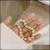 Charm-Armbänder Charm-Armbänder Koreanische Retro Imitierte Perle Runde Perlen Gänseblümchen-Armband Irregar Geometrische Blume Für Frauen Party Acce Dhelv